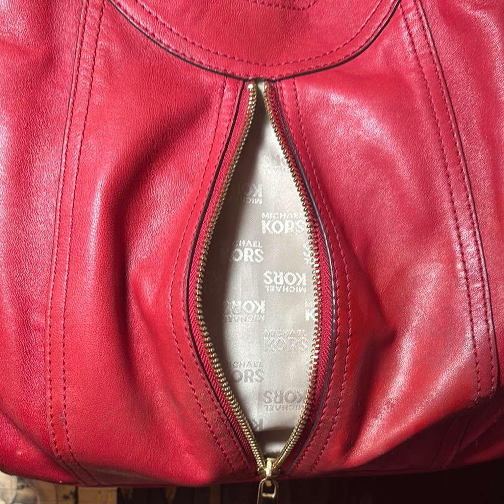 MICHAEL Michael Kors Red Leather Hobo Shoulder Bag - Picture 8 of 15